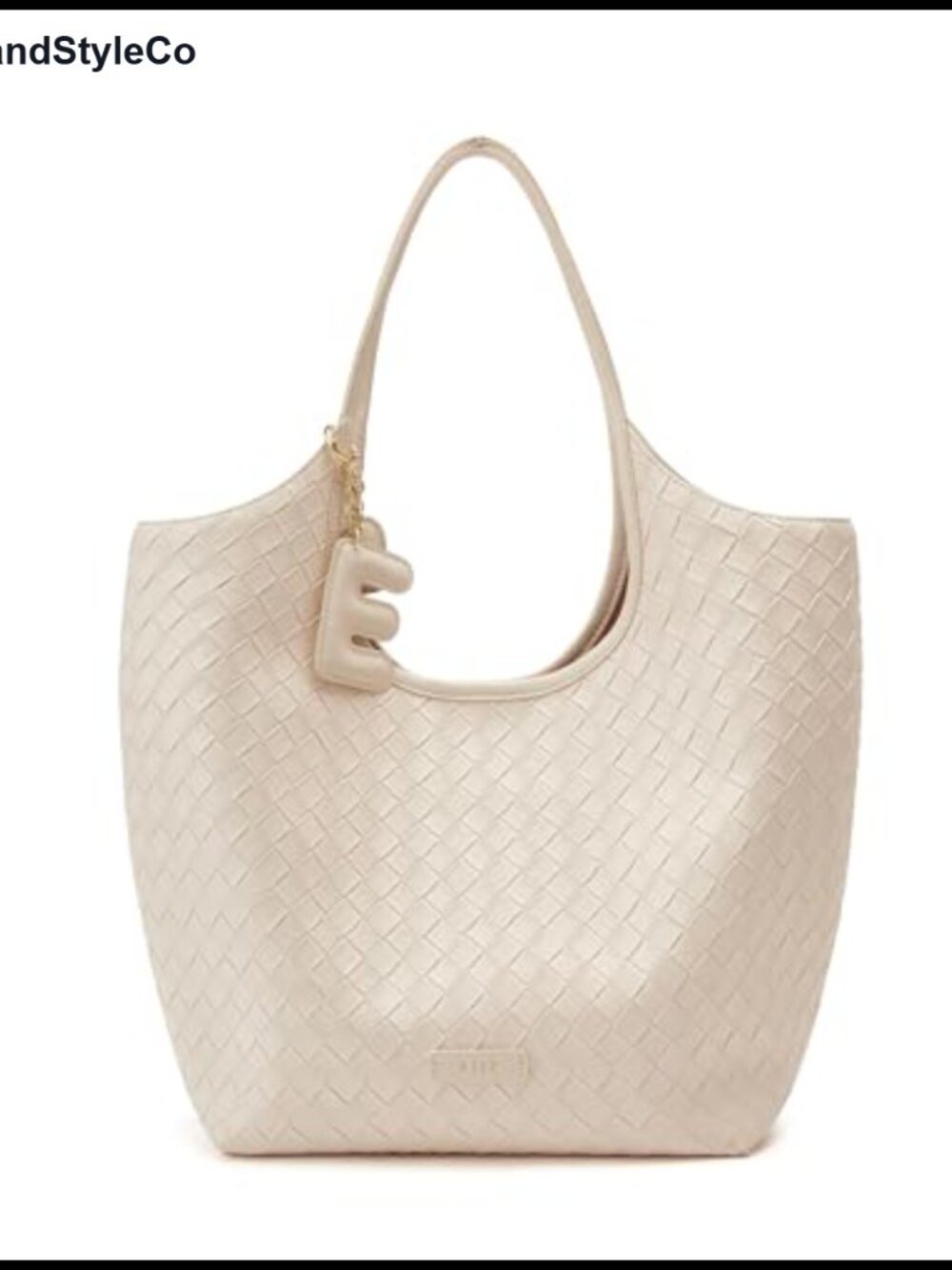 Vegan Leather Woven Tote with Magnetic Closure and Detachable Charms